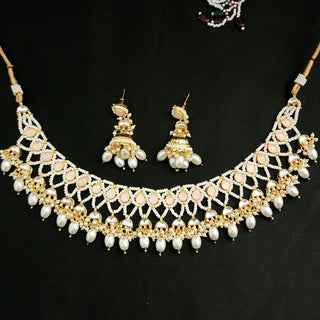 Tripti Light Pink Pachi Kundan Necklace Set - Luxury Collection - ECLAT INDIAN JEWELSNecklace SetsWhite