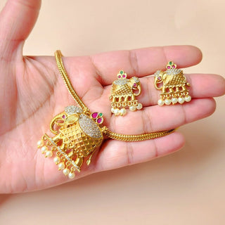 Trixie Elephant Kemp CZ Diamond Simulant Necklace Set - ECLAT INDIAN JEWELSNecklace SetsMulticolor