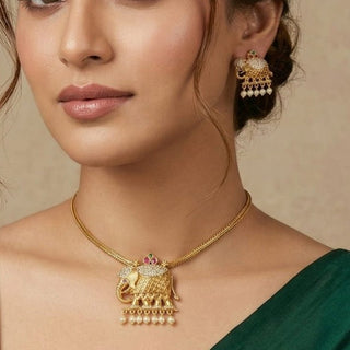 Trixie Elephant Kemp CZ Diamond Simulant Necklace Set - ECLAT INDIAN JEWELSNecklace SetsMulticolor