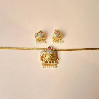 Trixie Elephant Kemp CZ Diamond Simulant Necklace Set - ECLAT INDIAN JEWELSNecklace SetsMulticolor