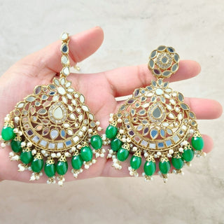 Valencia Green Mirror Tikka Set - ECLAT INDIAN JEWELSTikka SetsGreen