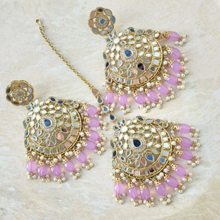 Valencia Light Purple Mirror Tikka Set - ECLAT INDIAN JEWELSTikka SetsPurple