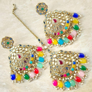 Valencia Multicolour Mirror Tikka Set - ECLAT INDIAN JEWELSTikka SetsMulticolour