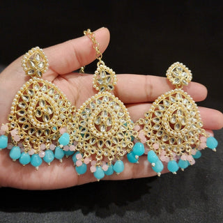 Valeria Multicolour Kundan Tikka Set - ECLAT INDIAN JEWELSTikka SetsMulticolour