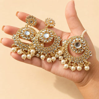 Vanessa Kundan White Necklace Set with Tikka - ECLAT INDIAN JEWELSNecklace SetsWhite