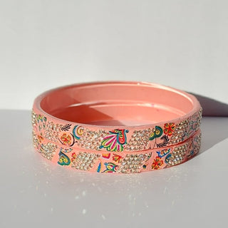 Vanessa Peach Multicolour Glass Kada Bangles (Pair) (2.4,2.6, 2.8) - ECLAT INDIAN JEWELSBangle, Kadas & Bracelets2.6