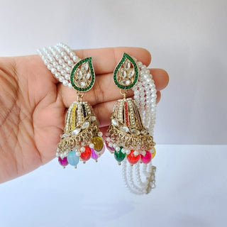 Vannya Baahubali Kundan Jhumka Earrings - ECLAT INDIAN JEWELSTikka SetsMulticolor