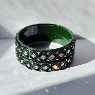 Vanya Green Glass Kada Bangles (Pair) (2.4,2.6, 2.8) - ECLAT INDIAN JEWELSBangle, Kadas & Bracelets2.6