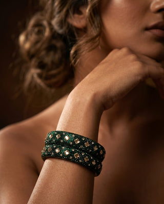 Vanya Green Glass Kada Bangles (Pair) (2.4,2.6, 2.8) - ECLAT INDIAN JEWELSBangle, Kadas & Bracelets2.6