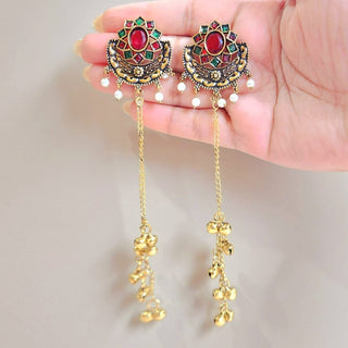 Veronica Multicolour Kashmiri Oxidised Gold Finish Earrings - ECLAT INDIAN JEWELSKashmiri EarringsMulticolor