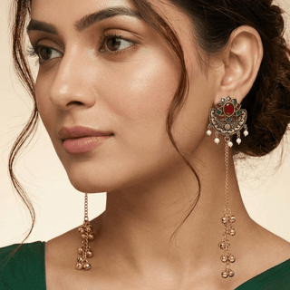 Veronica Multicolour Kashmiri Oxidised Gold Finish Earrings - ECLAT INDIAN JEWELSKashmiri EarringsMulticolor