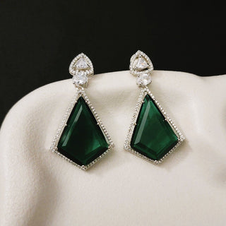 Viona Glass Green CZ Earrings - ECLAT INDIAN JEWELSEarringsGreen