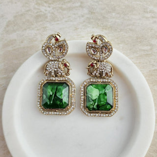 Zahra Dark Green Earrings - ECLAT INDIAN JEWELSEarringsGreen