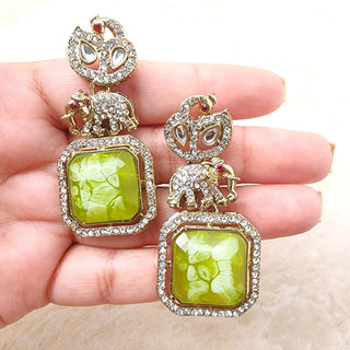 Zahra Light Green Earrings - ECLAT INDIAN JEWELSEarringsGreen