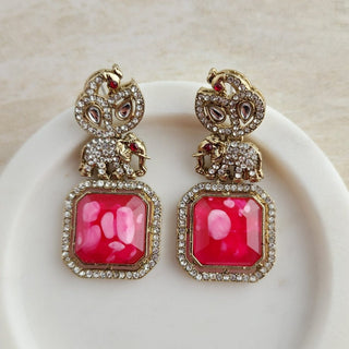 Zahra Magenta Pink Earrings - ECLAT INDIAN JEWELSEarringsPink