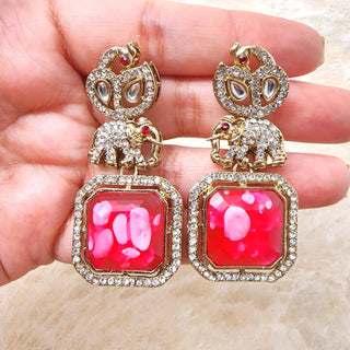 Zahra Magenta Pink Earrings - ECLAT INDIAN JEWELSEarringsPink