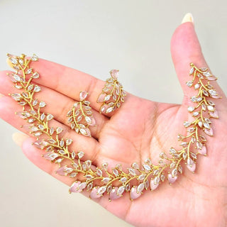 Zara Pink CZ Diamond Simulant Necklace Set - ECLAT INDIAN JEWELSNecklace SetsPink
