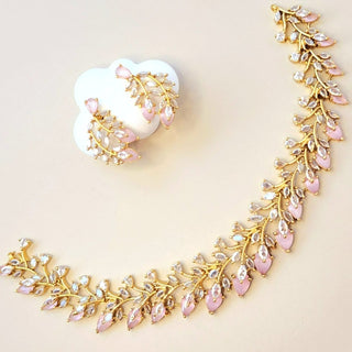 Zara Pink CZ Diamond Simulant Necklace Set - ECLAT INDIAN JEWELSNecklace SetsPink