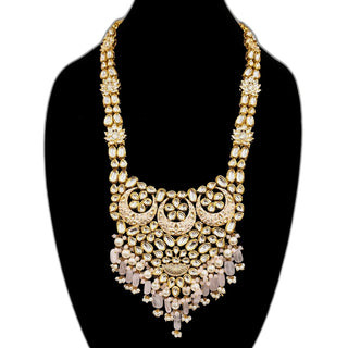 Zoya Complete Bridal Pastel Pink Meenakari Kundan Set - ECLAT INDIAN JEWELSNecklace SetsPink